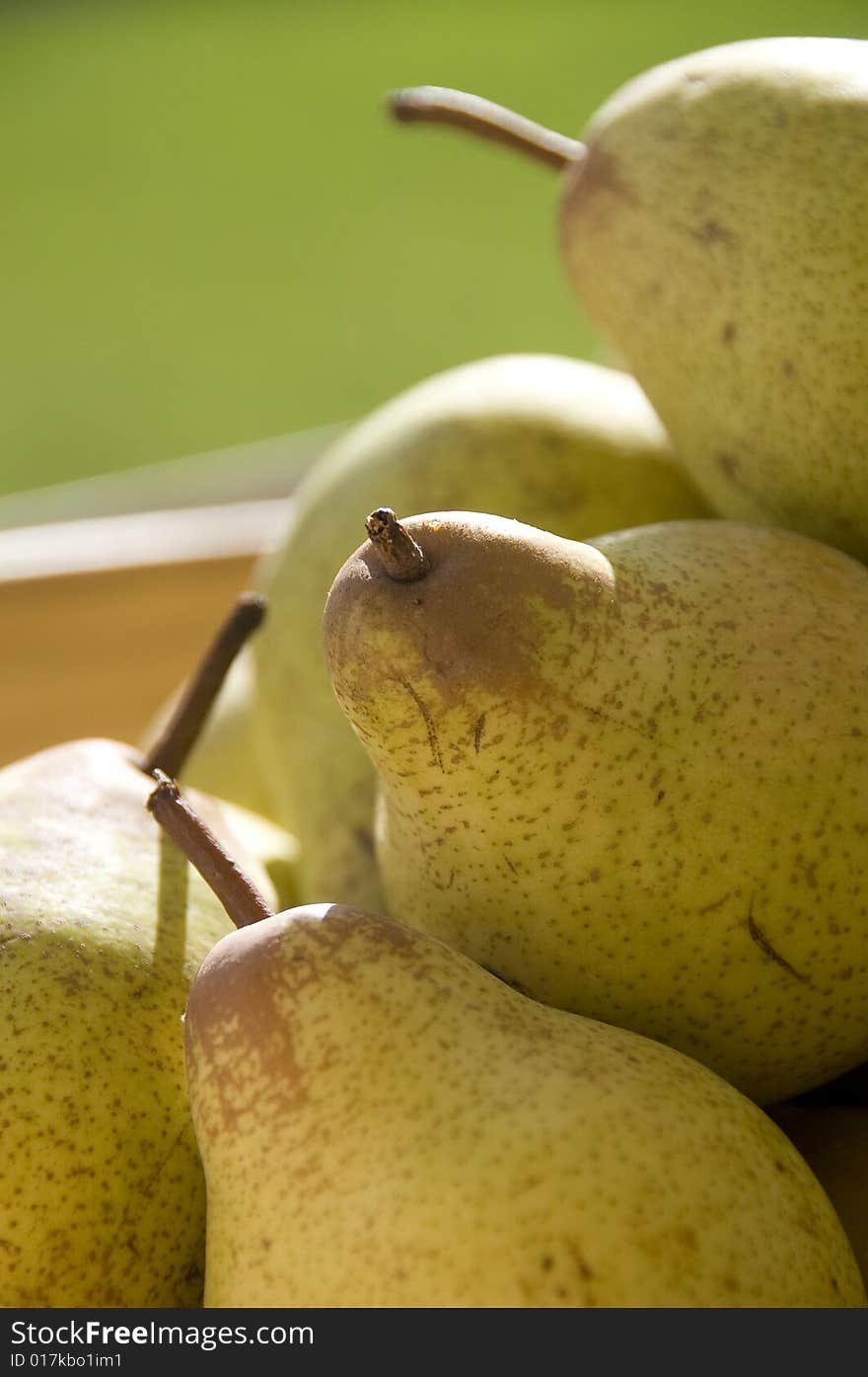 High resolution image of pears in a basket