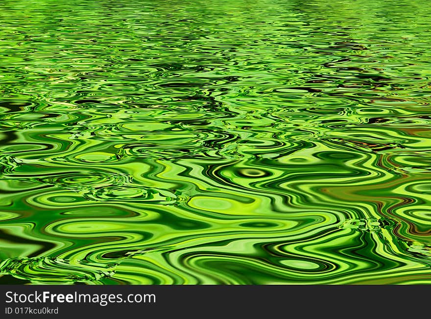 Liquid background of green colors