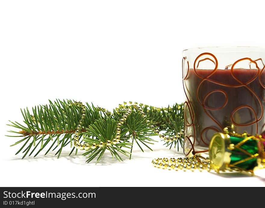 Candle And Decoration Isolated