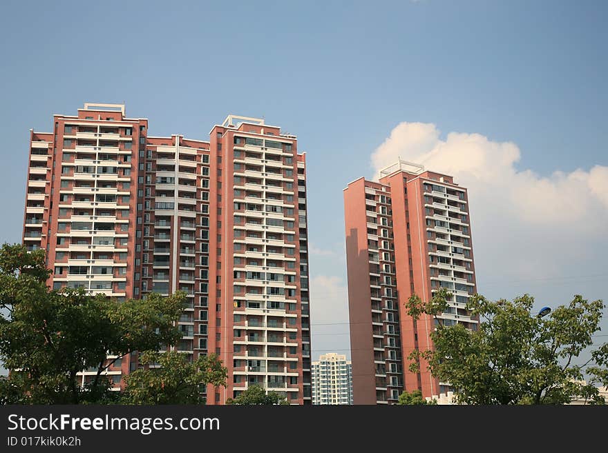 Modern Apartment Buildings Rising in Downtown of China