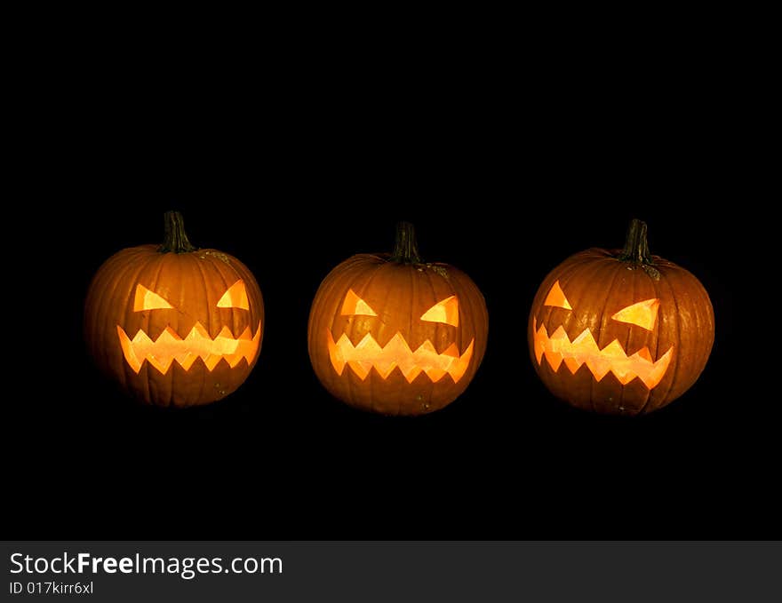 Orange Jack-O-Lantern Pumpkin. on a black background. Orange Jack-O-Lantern Pumpkin. on a black background