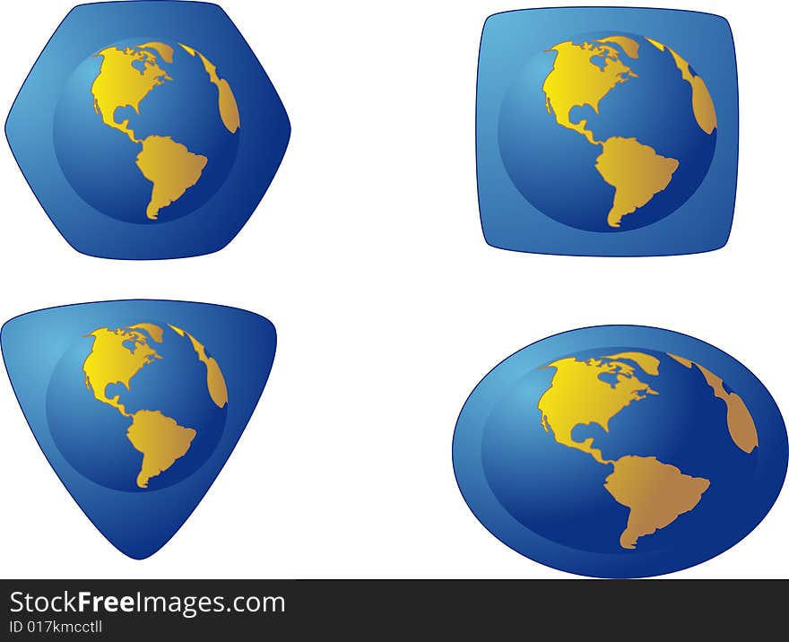 Icon of the blue colour of the different forms with image of the globe. Icon of the blue colour of the different forms with image of the globe