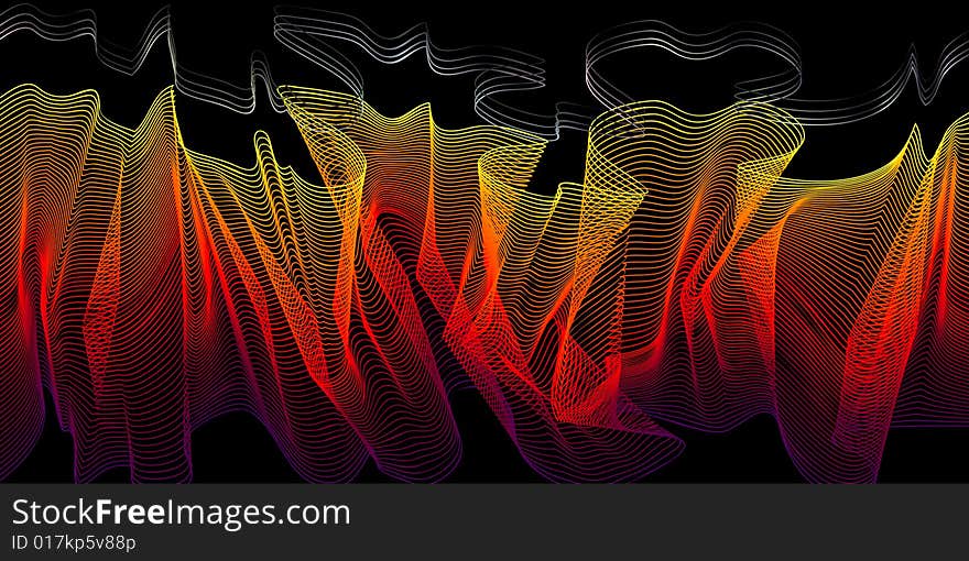 Fire-styled 3d wireframe blend (isolated on black)