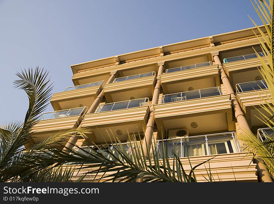 Yellow building in Alanya Turkey.