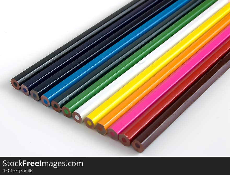 A set of colorful pencil crayons