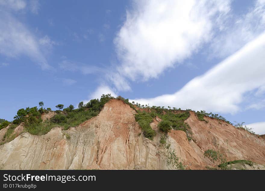 Section plane of the red earth hill. Section plane of the red earth hill