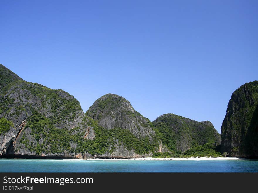 The famous beach at phi phi island at Thailand