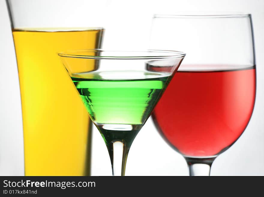 Colorful Liquid Glass Three Objects on Whiter Background. Colorful Liquid Glass Three Objects on Whiter Background