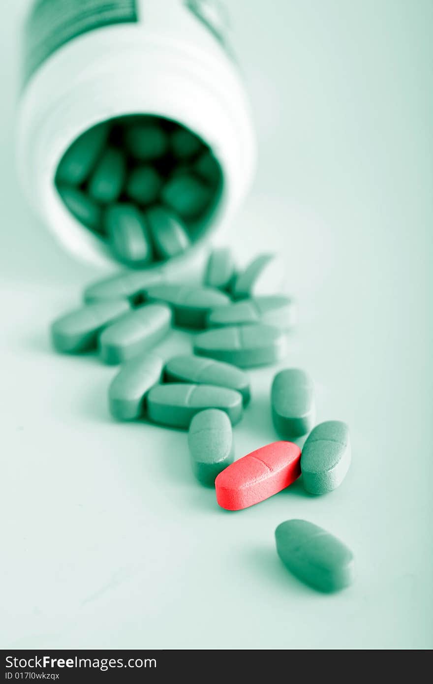 Green Prescription Pills With One Red Pill