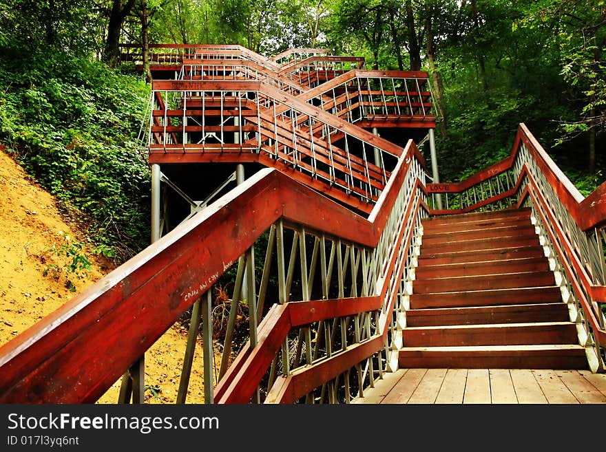 Big Arcade of steps in the summer parK. Big Arcade of steps in the summer parK