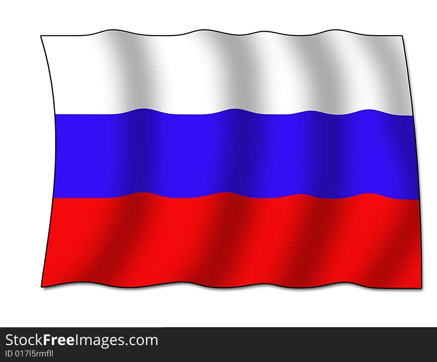 Russian national flag in a wavy shape. Russian national flag in a wavy shape