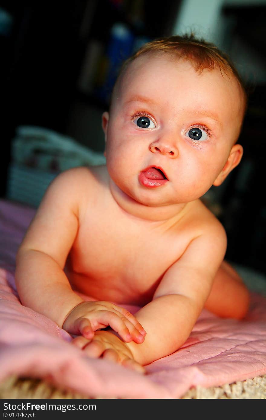 Baby Is Looking With Surprise And Open Mouth