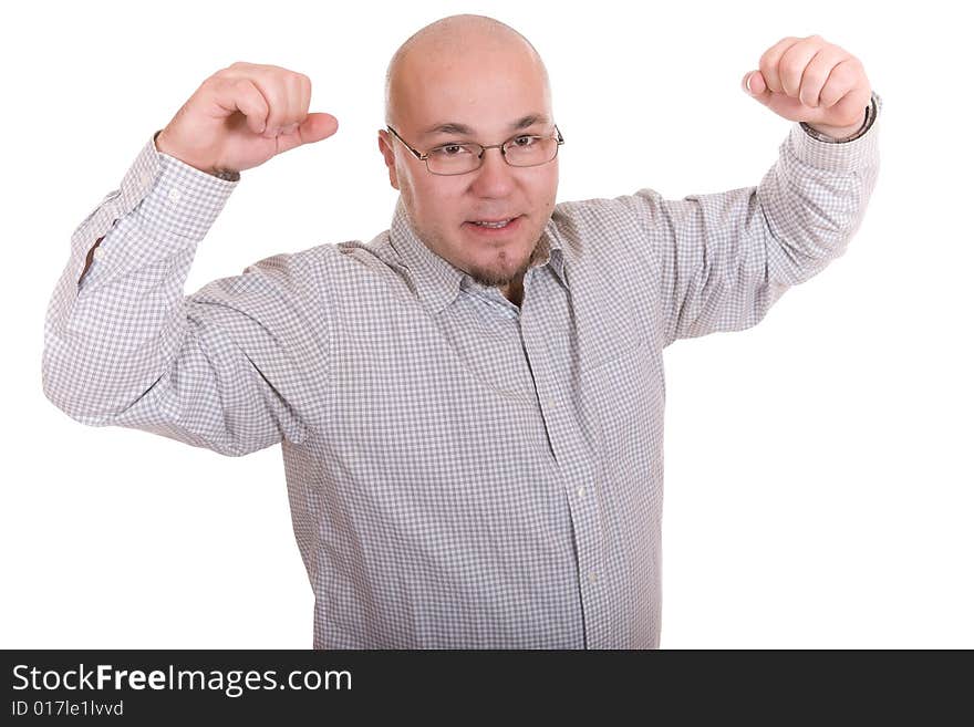 Expression of successful man. over white background. Expression of successful man. over white background