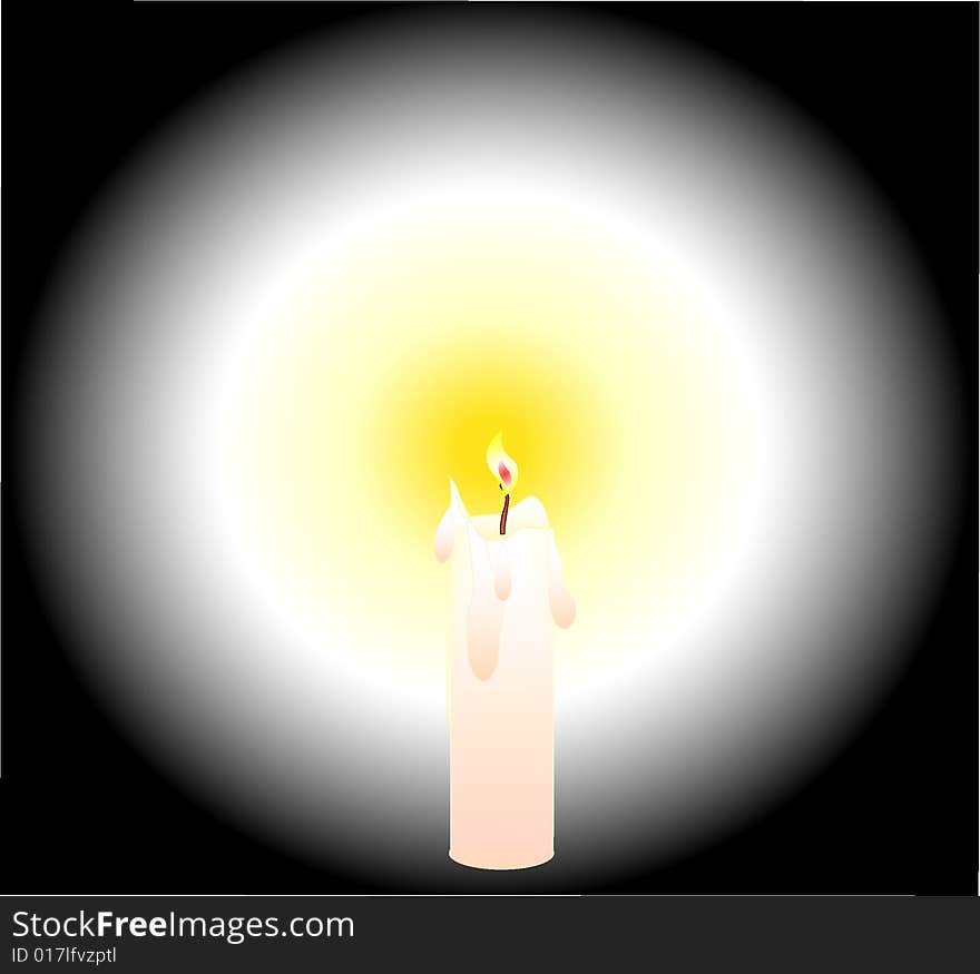 a candle with black background,illustration