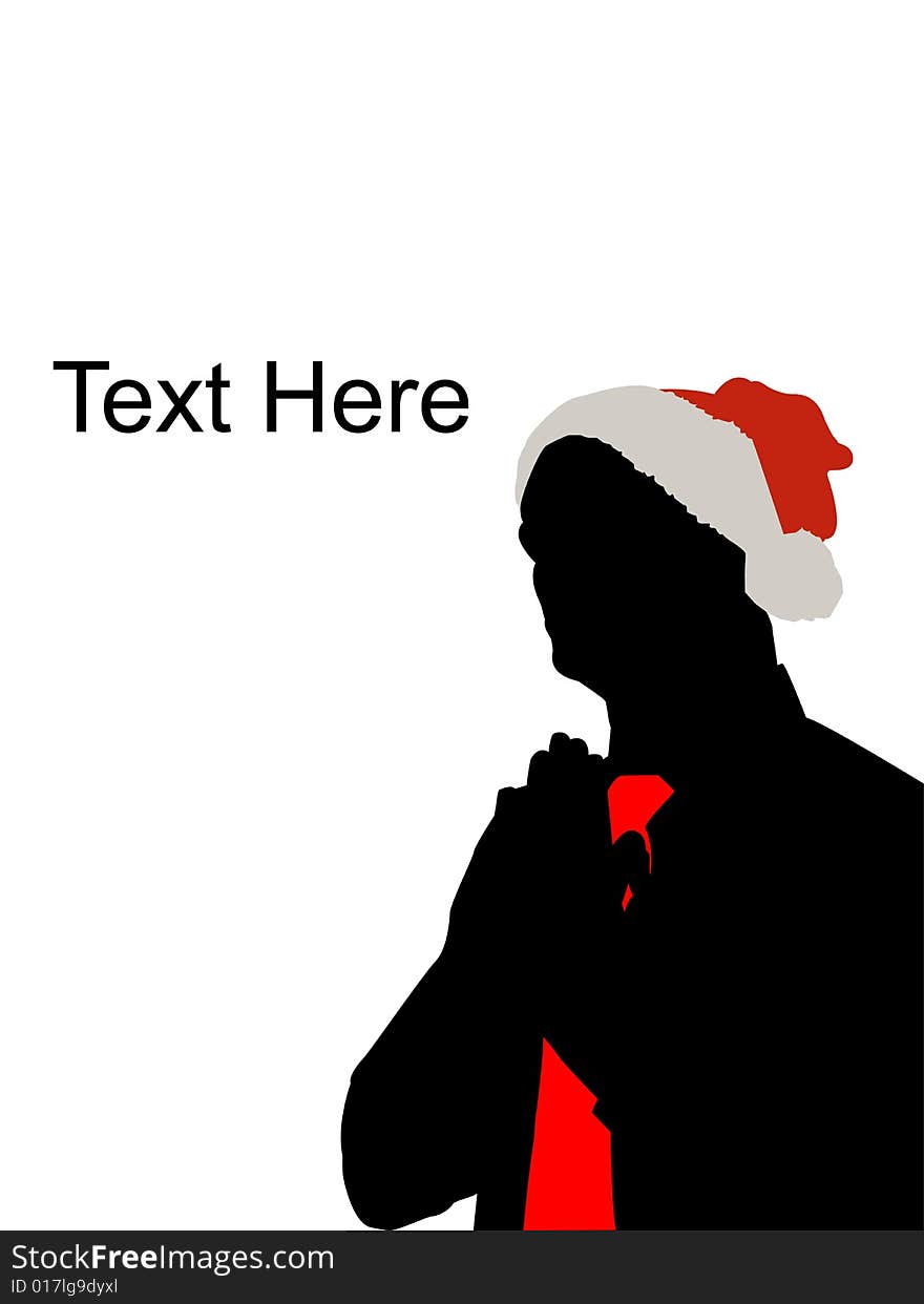 Portrait of praying man with christmas hat