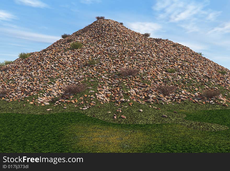 Illustration of a rocky hill in a rural area. Illustration of a rocky hill in a rural area.