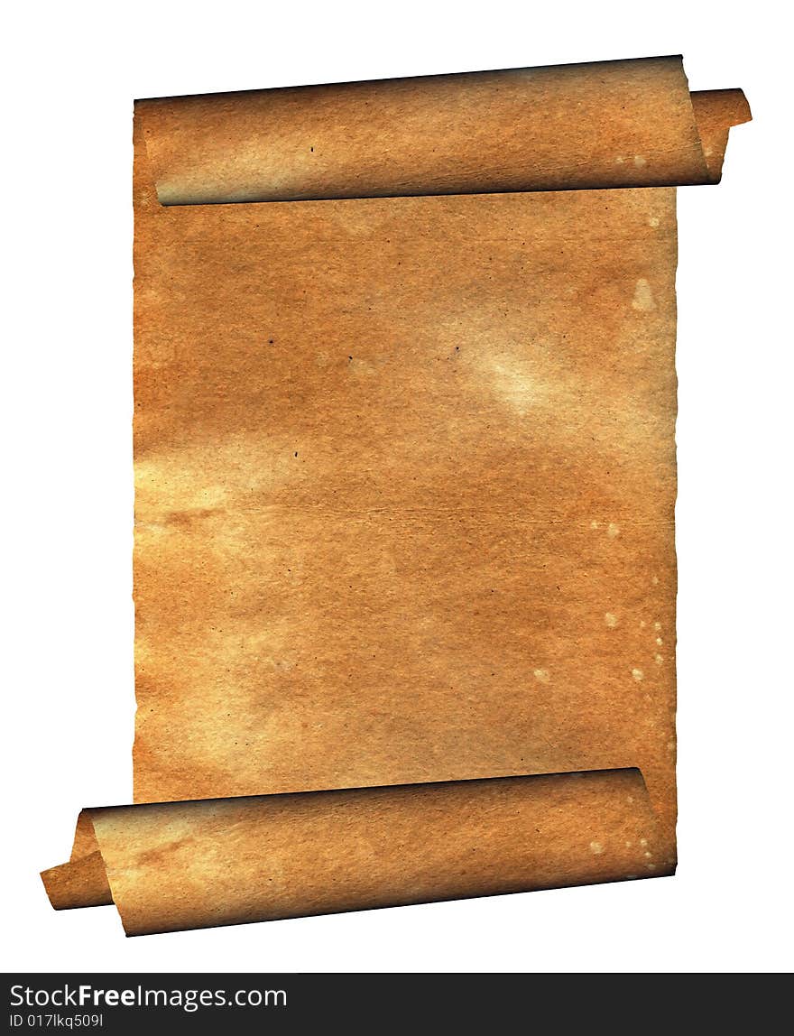 Vintage grunge rolled parchment illustration with ragged borders (natural paper texture)