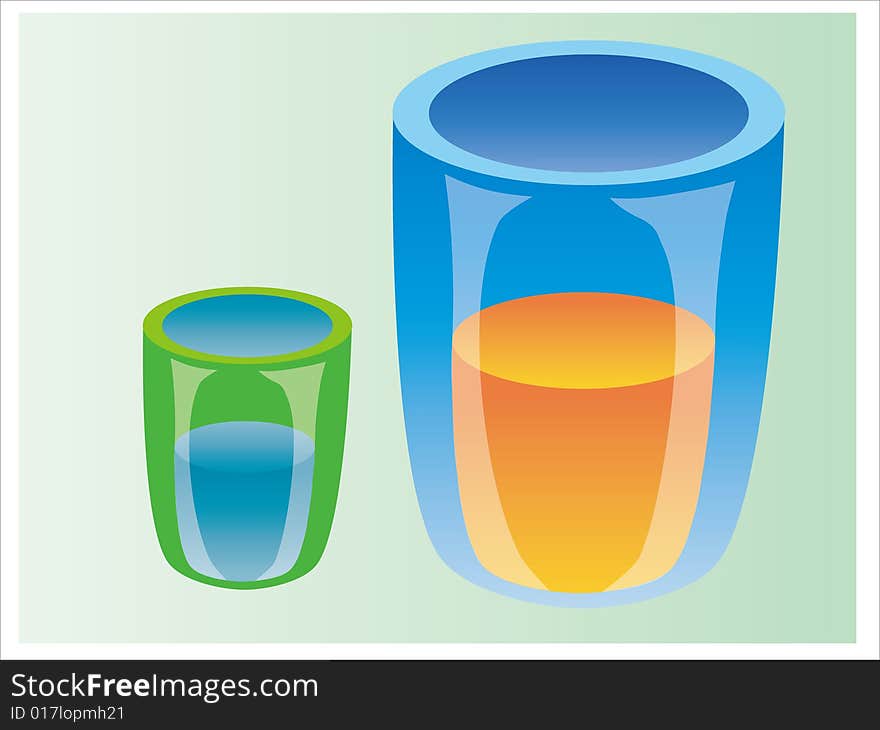 Vector of two glass on the green background