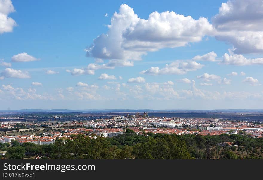 Landscape of old city in Portugal, Evora, capital of Alentejo region. Landscape of old city in Portugal, Evora, capital of Alentejo region.