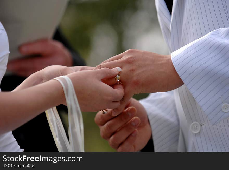 Bride & groom exchanging wedding rings