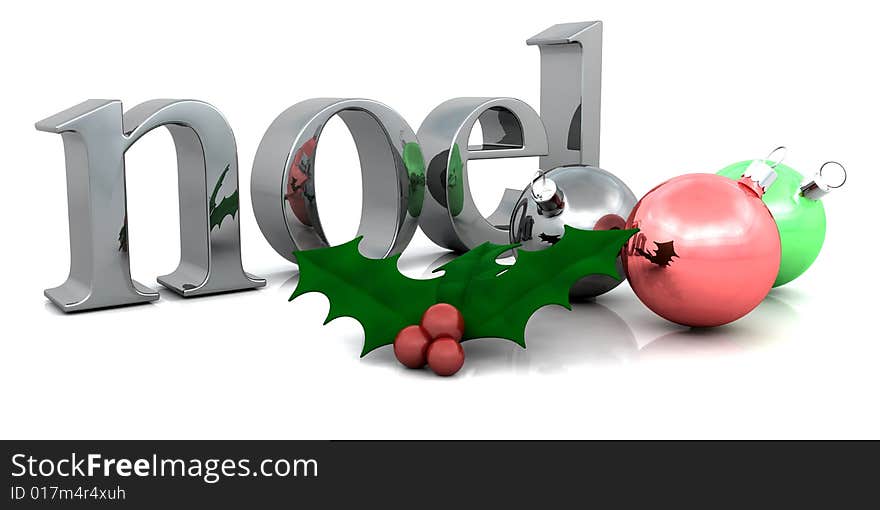 Christmas background with baubles and holly. Christmas background with baubles and holly