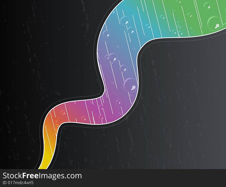 Vector illustration of a wavy stripe with rainbow rain colors and drops. Copy space for custom elements on textured background. Vector illustration of a wavy stripe with rainbow rain colors and drops. Copy space for custom elements on textured background.