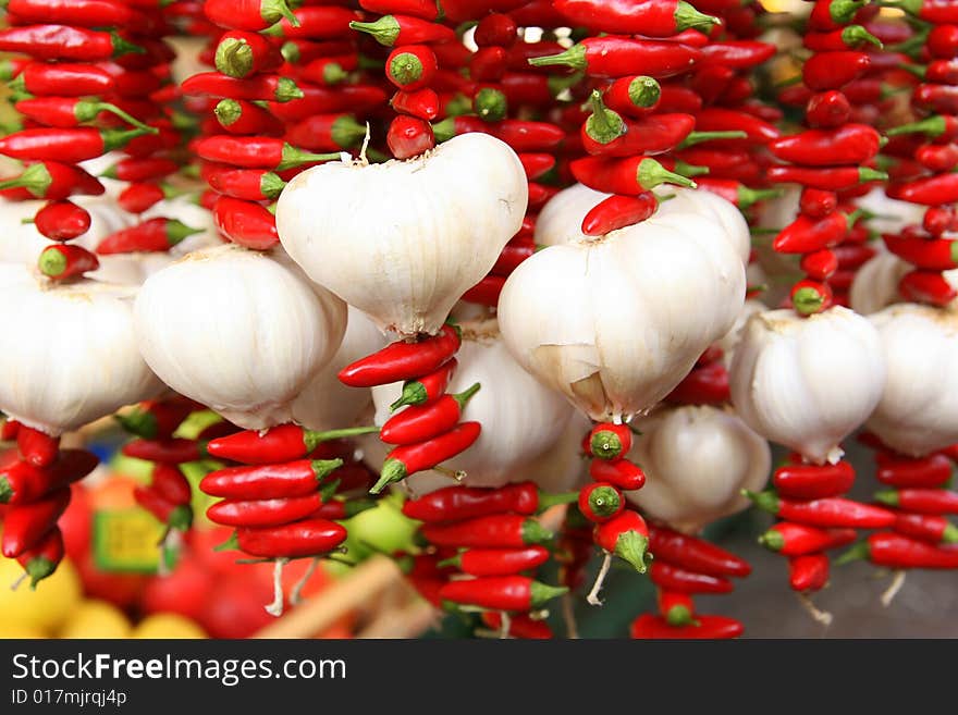 Market, chilly & garlic spices