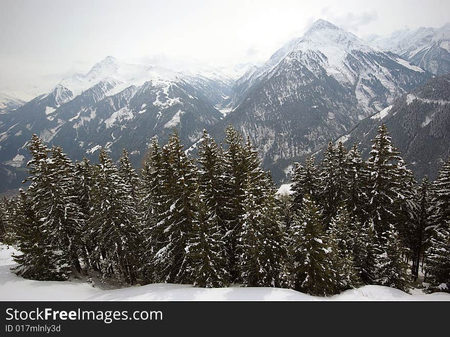 Winter scene Mayrhofen Austria