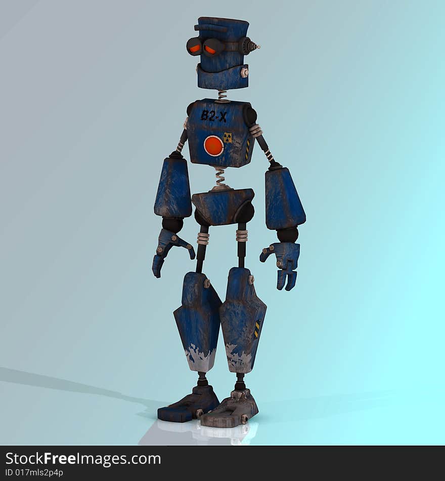 Cartoon Robot With Expressive Emotion In His Face