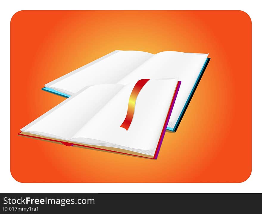 Opened diary. Vector illustration orange