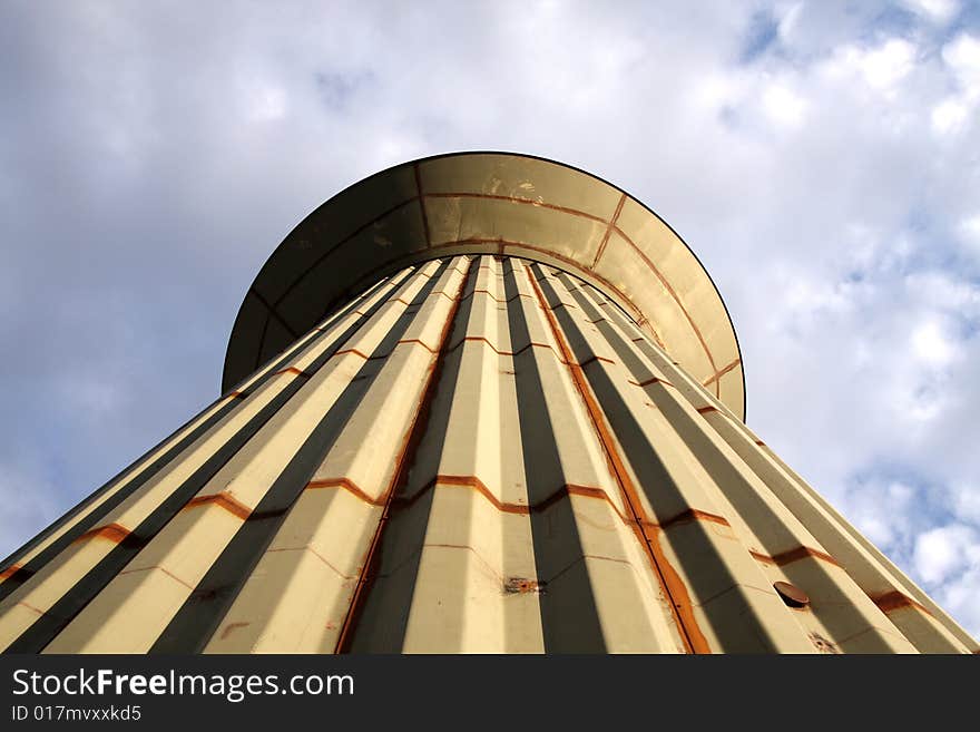 An Unpainted Water Storage Tower under Construction. An Unpainted Water Storage Tower under Construction