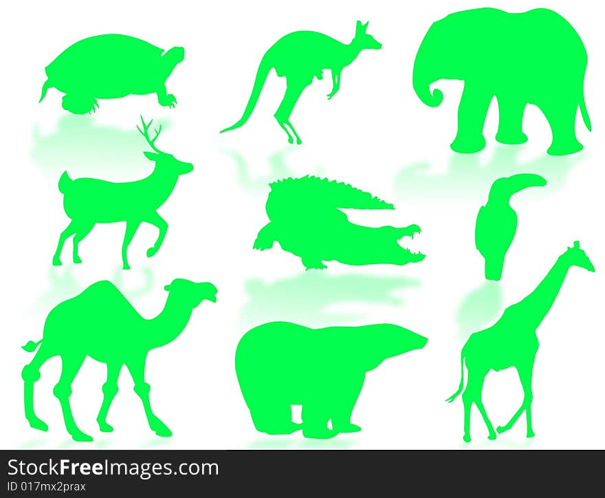 Wild animals silhouette to represent wildlife