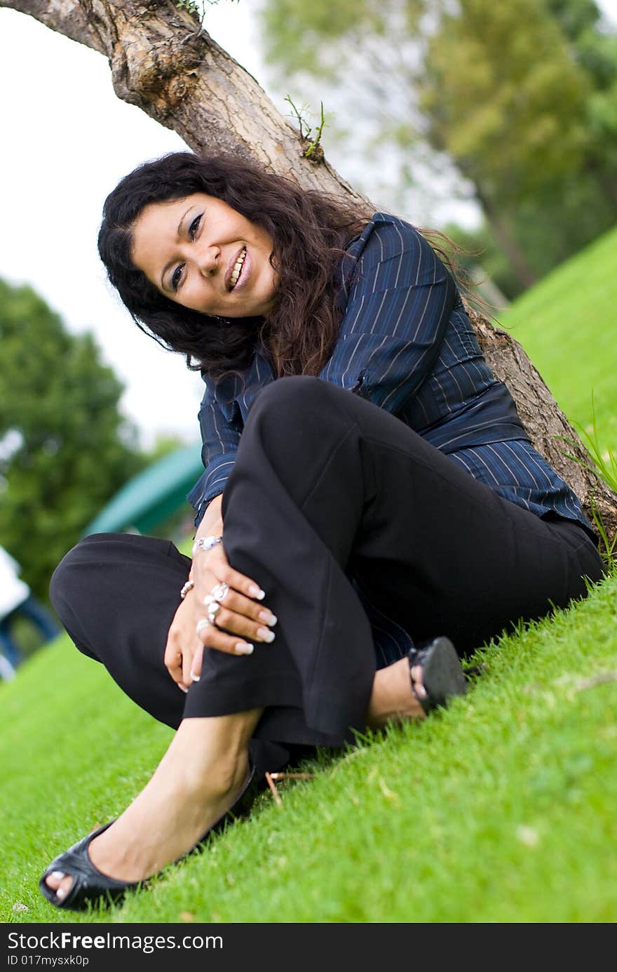 Woman relaxing outdoors