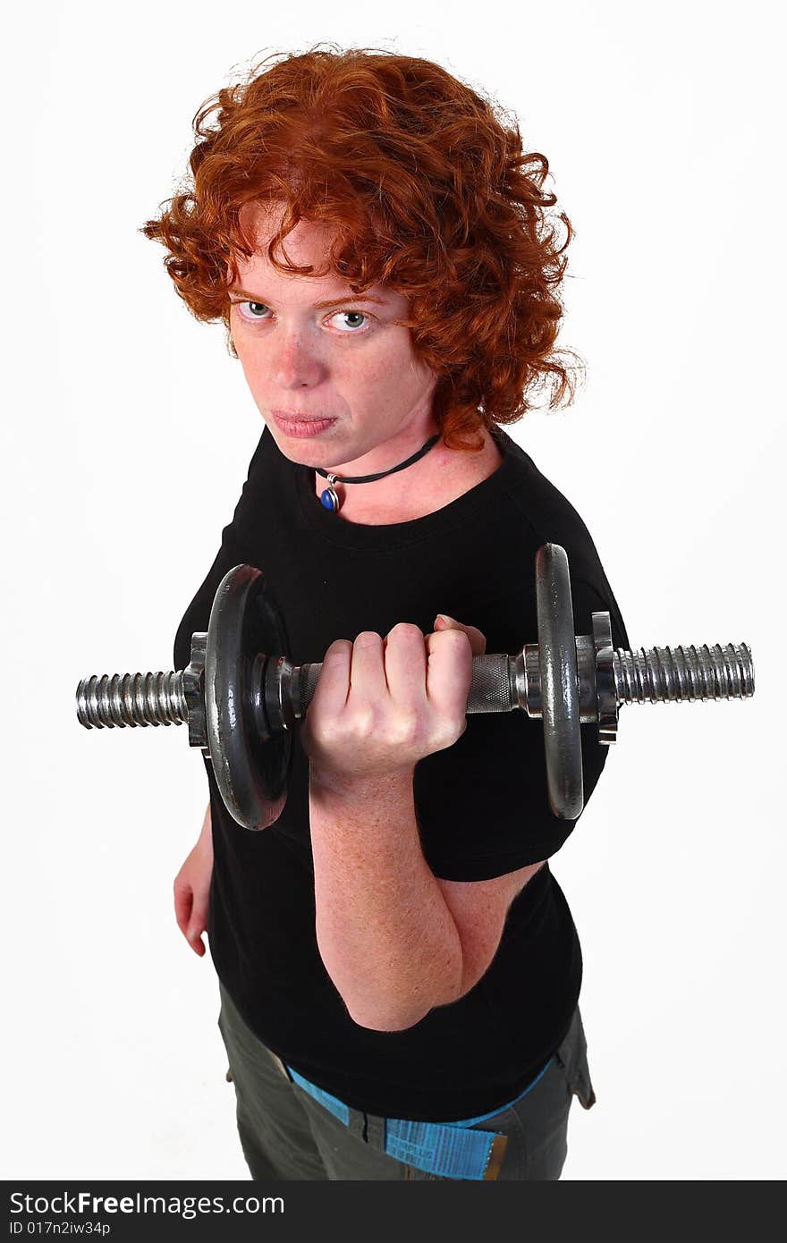 RedHead woman weight lifting