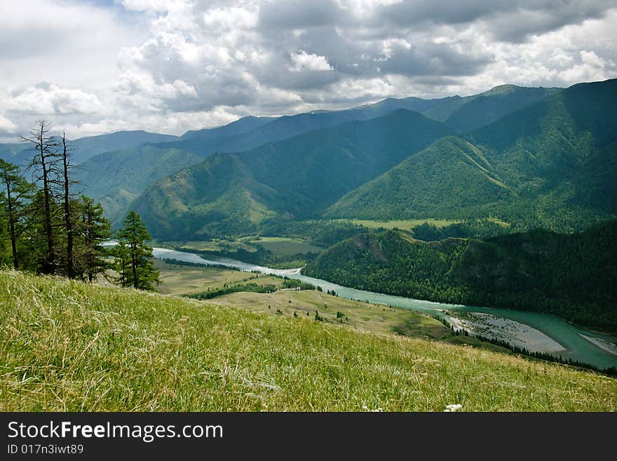 Katun river in the Altai mountains. Katun river in the Altai mountains