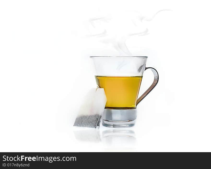 Cup of peppermint tea,isolated on white