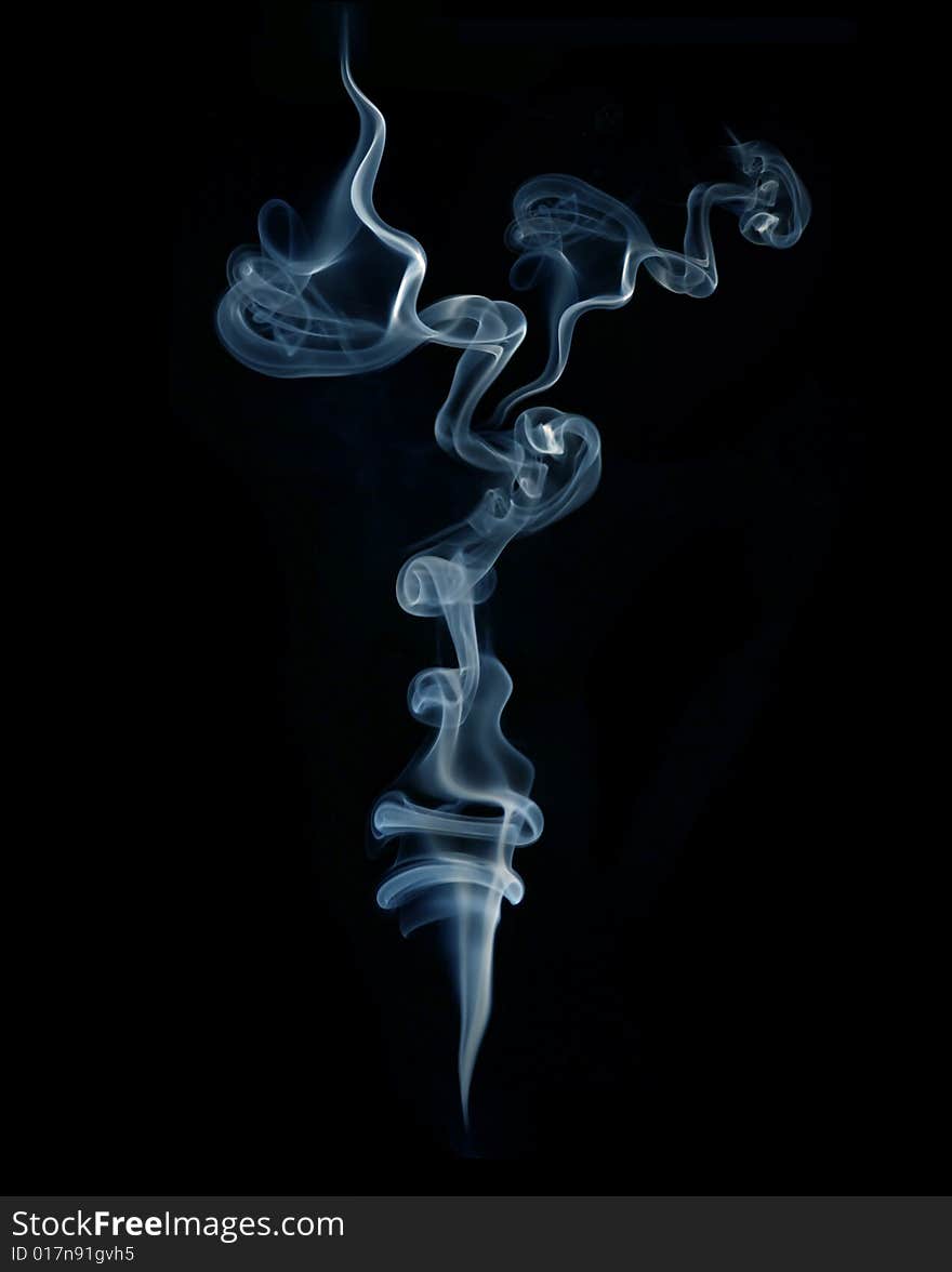 Blue smoke, isolated on black background