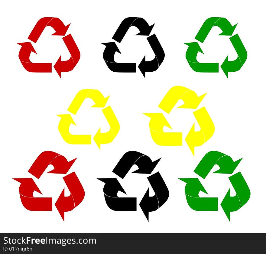 Illustration of ecology color symbols. Illustration of ecology color symbols