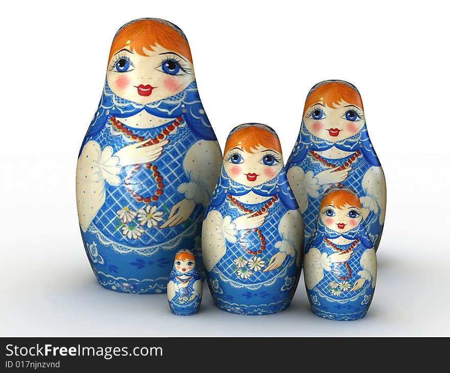 Nested doll's on white background