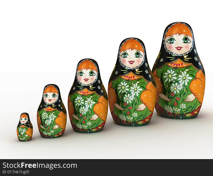 Nested doll's on white background