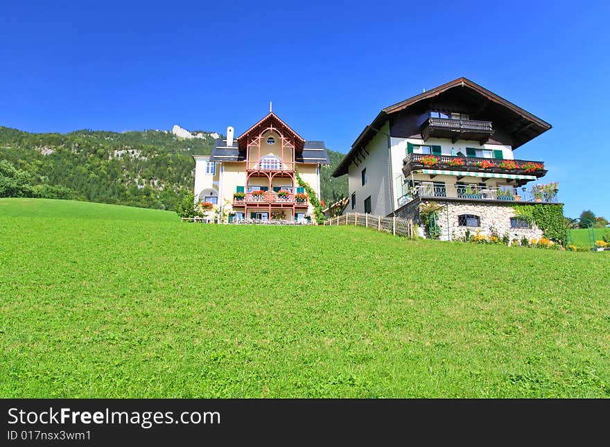 The beautiful countryside of St. Wolfgang in Lake district near Salzburg Austria