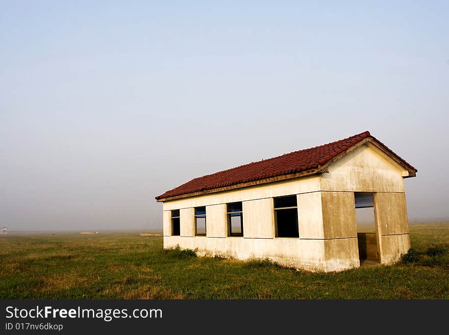 The old house with the blue sky,