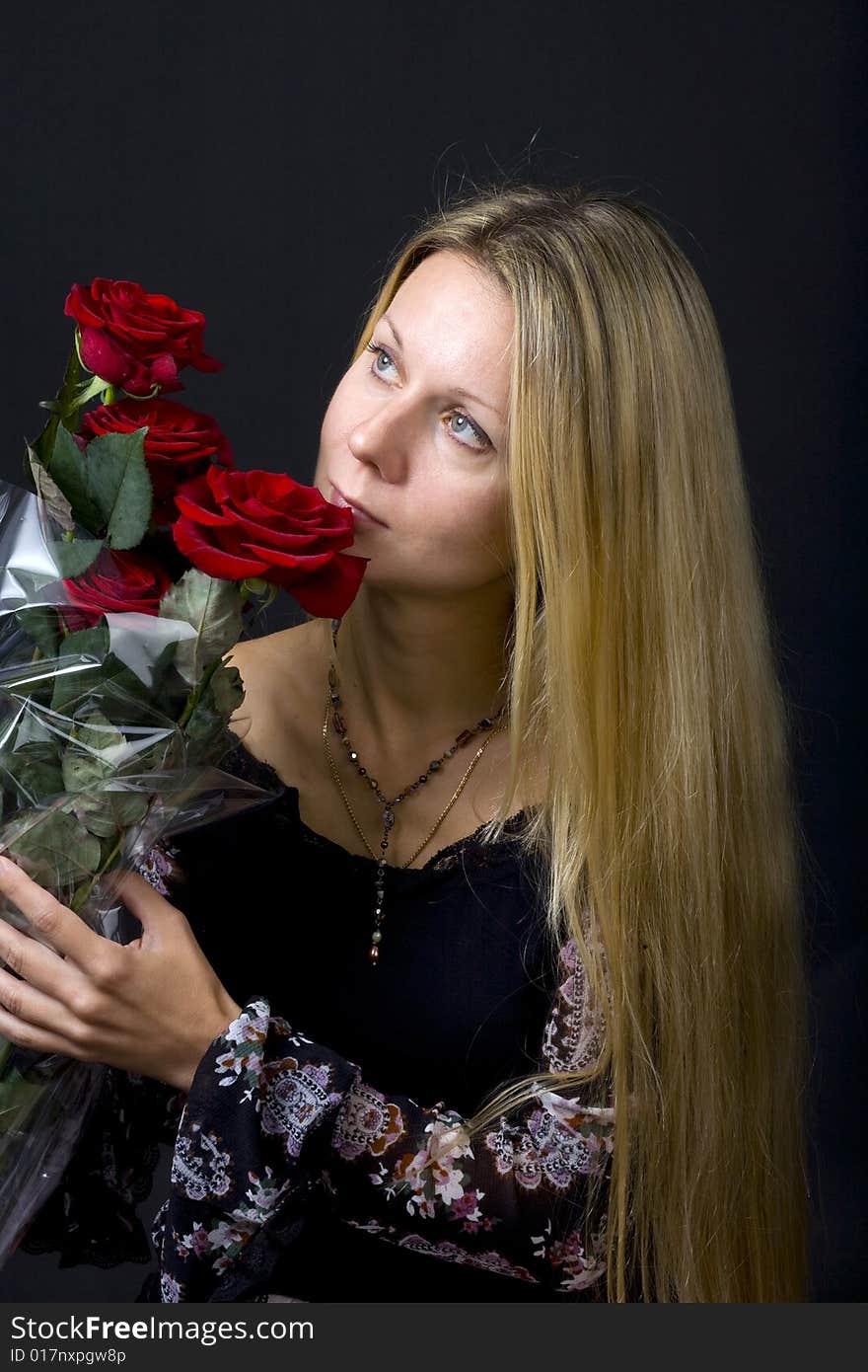 Woman and roses