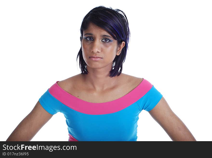 Picture of one girl on white background. Picture of one girl on white background