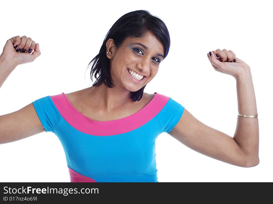 Picture of one girl on white background. Picture of one girl on white background