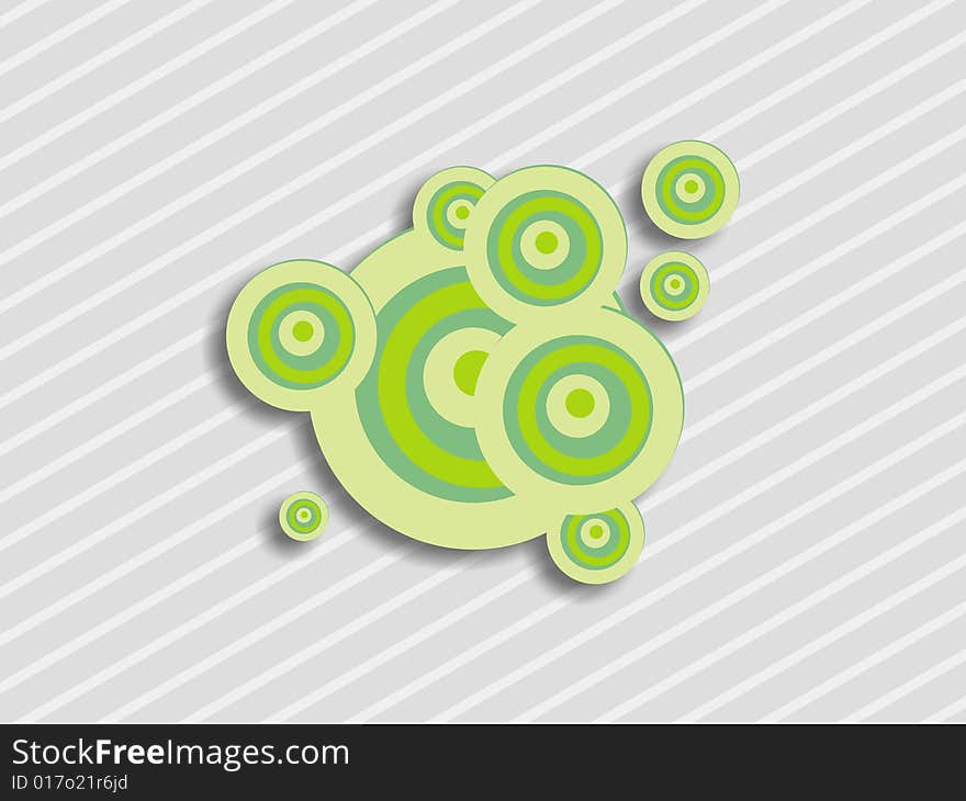 Concentric circles over a striped background. Concentric circles over a striped background.