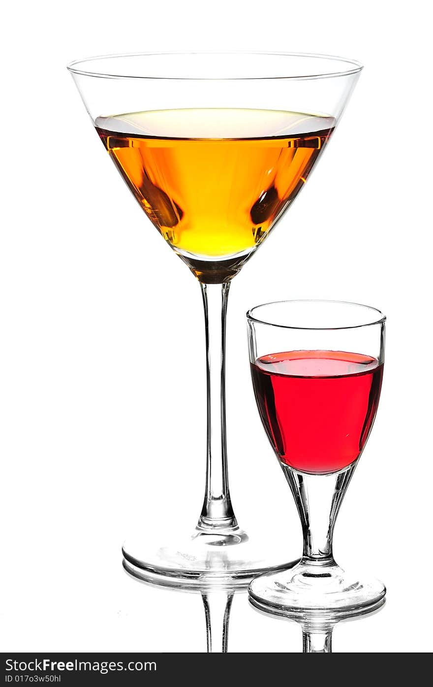 Coloured cocktail or wine for your own intepretation and usage