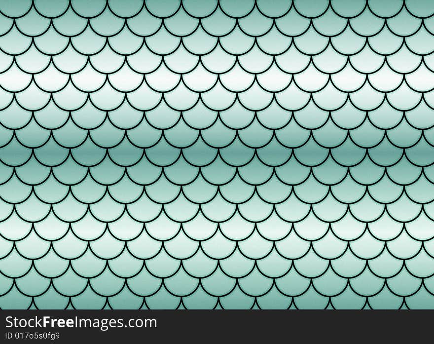 Green fish scales with waves. Green fish scales with waves.