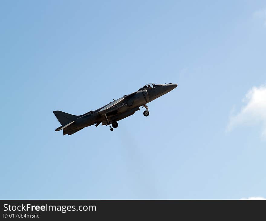 Harrier climbs rapidly high angle pitch gear down