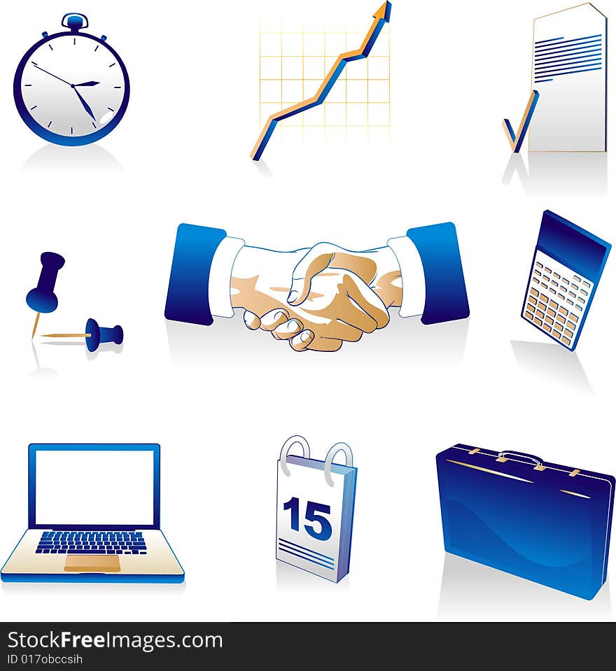 Vector clip art illustration of business icons